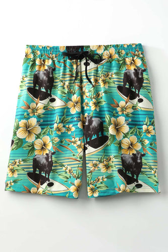 Pard's Western Shop  Men's Cinch Angus Cow Surfing Print Swim Trunks
