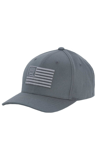 Pard's Western Shop Cinch Gray Fitted FlexFit Ballcap with USA Flag