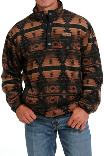 Pard's Western Shop Cinch Black/Brown Southwest Print Polar Fleece Pullover for Men