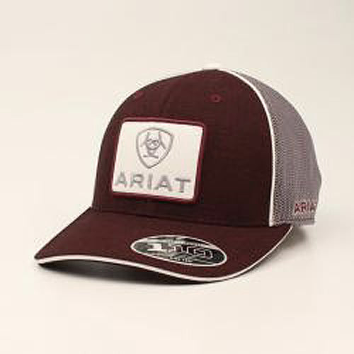 Pard's Western Shop Ariat FlexFit 110 Burgundy Ballcap with Large Logo Patch