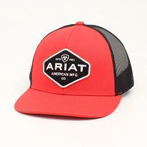Pard's Western Shop Ariat Red & Black Ballcap with Logo Patch