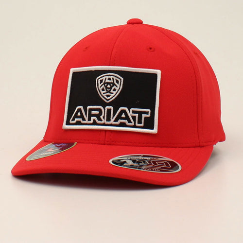 Pard's Western Shop Ariat Red Flex Fit 110 Water Repellent Ballcap with Black Ariat Logo Patch