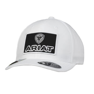 Pard's Western Shop Ariat White Flexfit 110 Ballcap with Black/White Logo Patch