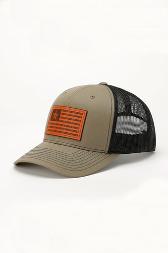Pard's Western Shop Cinch Old Glory Olive & Black Ballcap with Leather Flag Patch