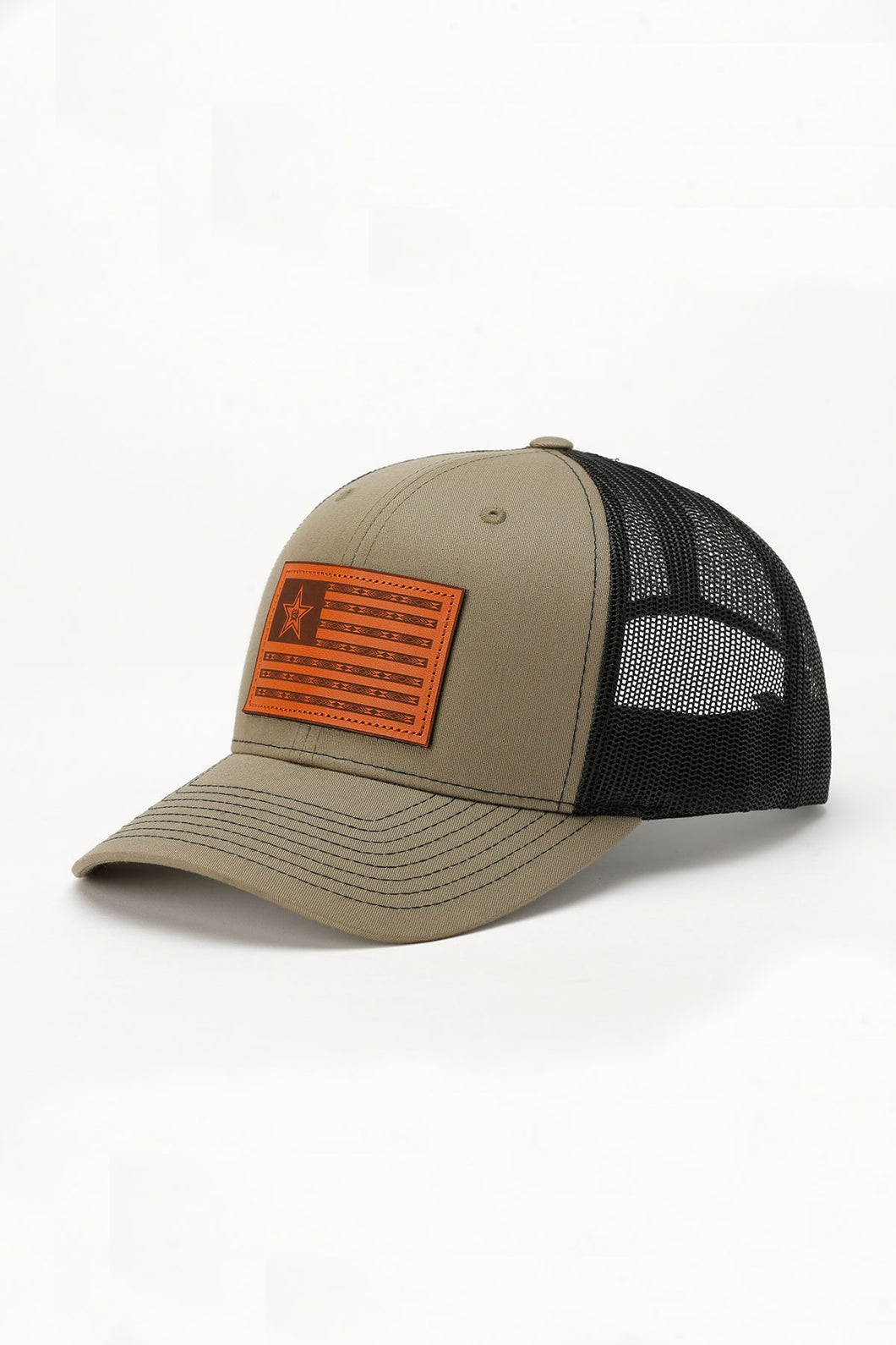 Pard's Western Shop Cinch Old Glory Olive & Black Ballcap with Leather Flag Patch