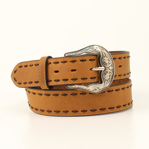 Pard's Western Shop Ariat Ladies Brown Belt with Chocolate Laced Stiched Edges
