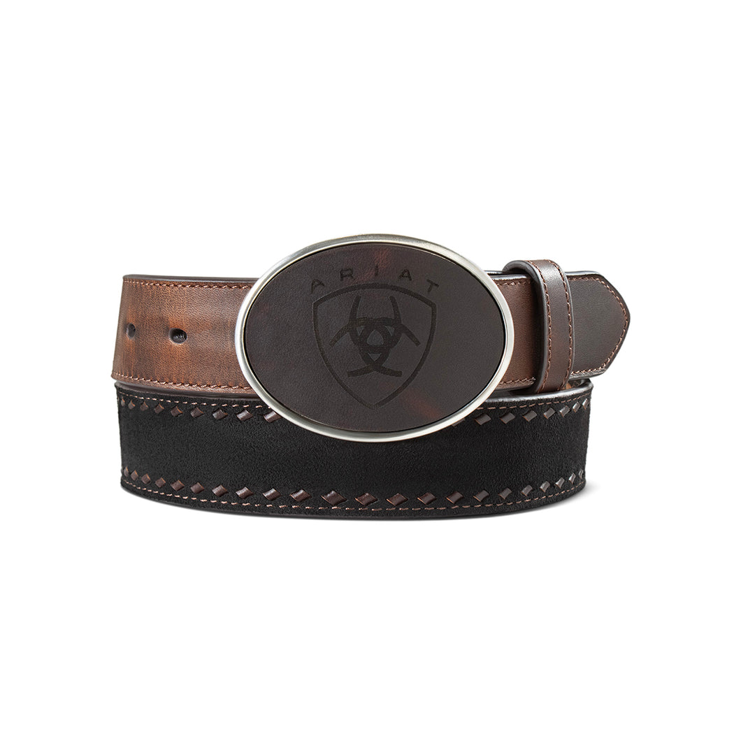 Pard's Western Shop Ariat Women's Black/Brown Belt with Leather Inlay Buckle