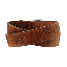 Justin Aged Bark Native Heart Belt with Turquoise Heart Oval Buckle