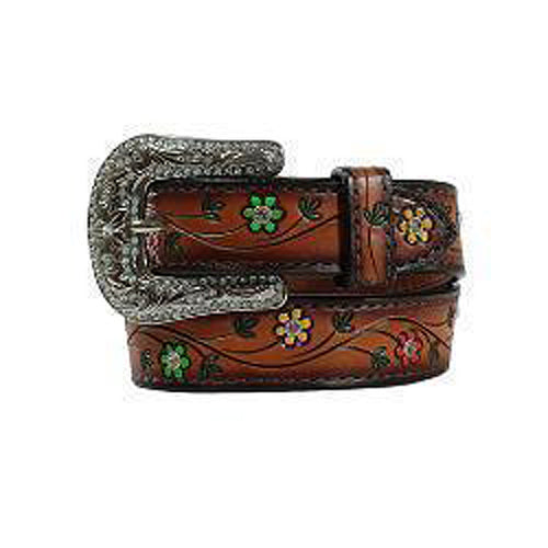 Pard's Western Shop Angel Ranch Brown Colorful Flowers Belt for Girls