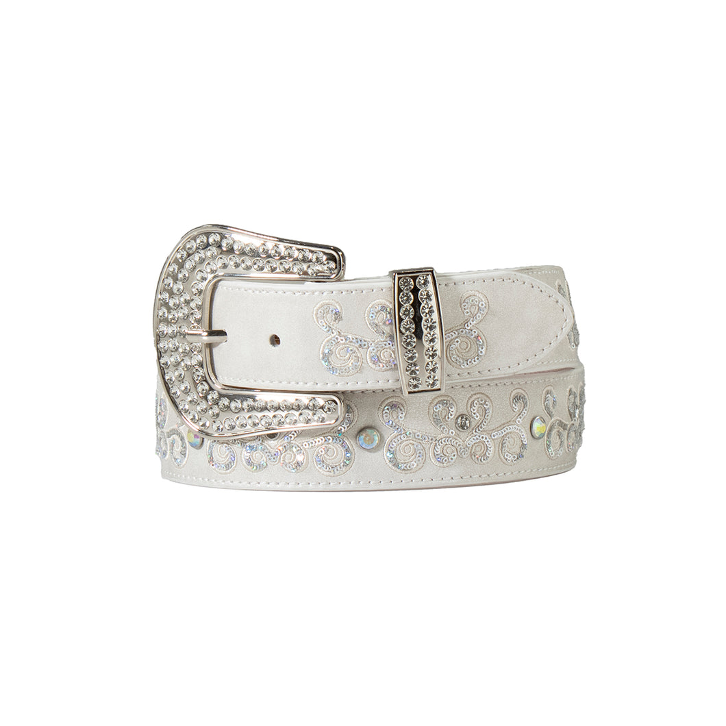 Pard's Western Shop Angel Ranch White Sequined Embroidered Belt for Women