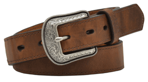 Pard's Western Shop Kids 3-D Distressed Brown Belt with Antique Silver Buckle