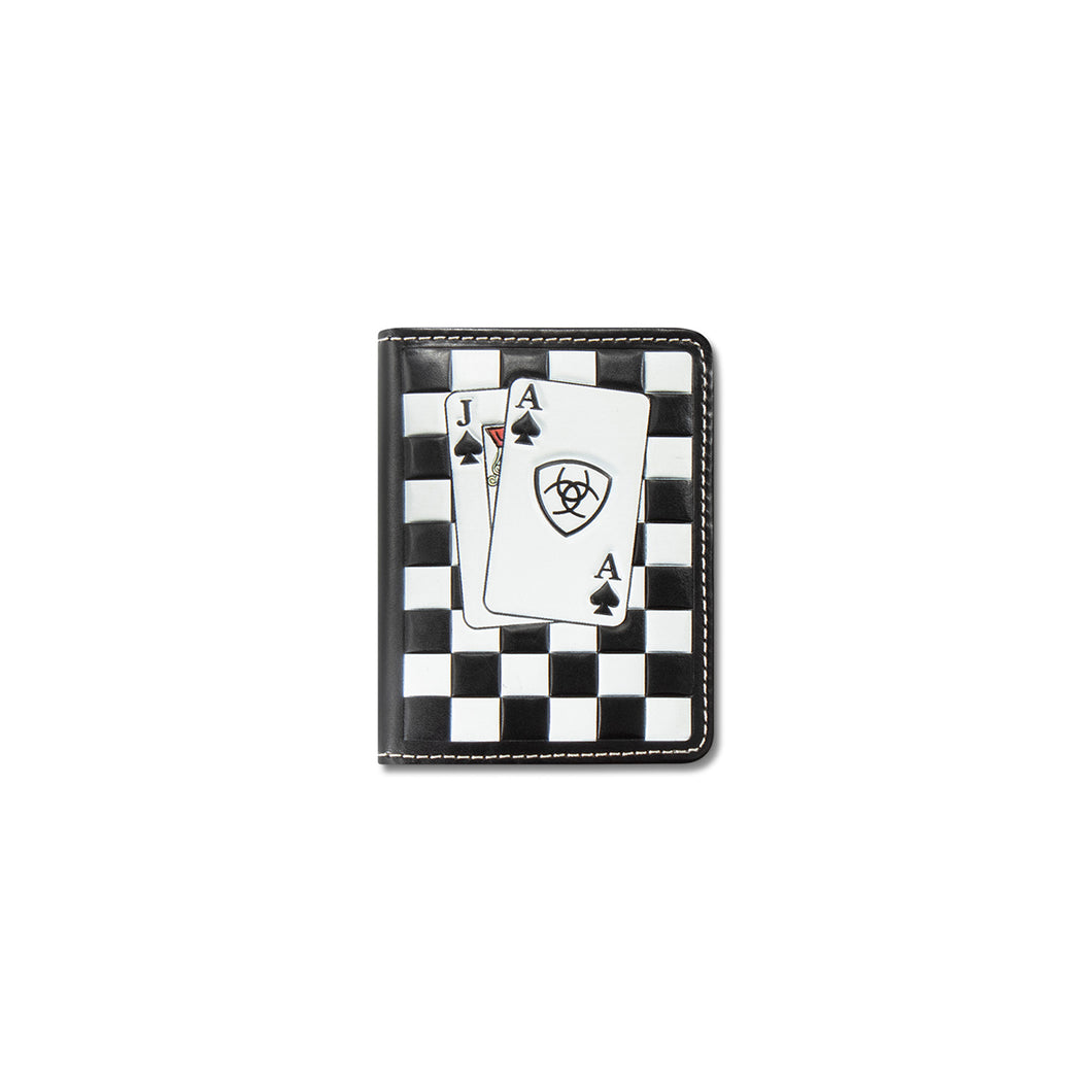 Pard's Western Shop Ariat Black/White Checkerboard Cards Bifold Flip Style Wallet