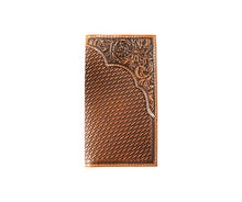 Pard's Western Shop 3D Tan Basket Weave Rodeo Wallet with Embossed Floral Corner Overlay
