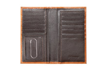 3D Tan Basket Weave Rodeo Wallet with Embossed Floral Corner Overlay