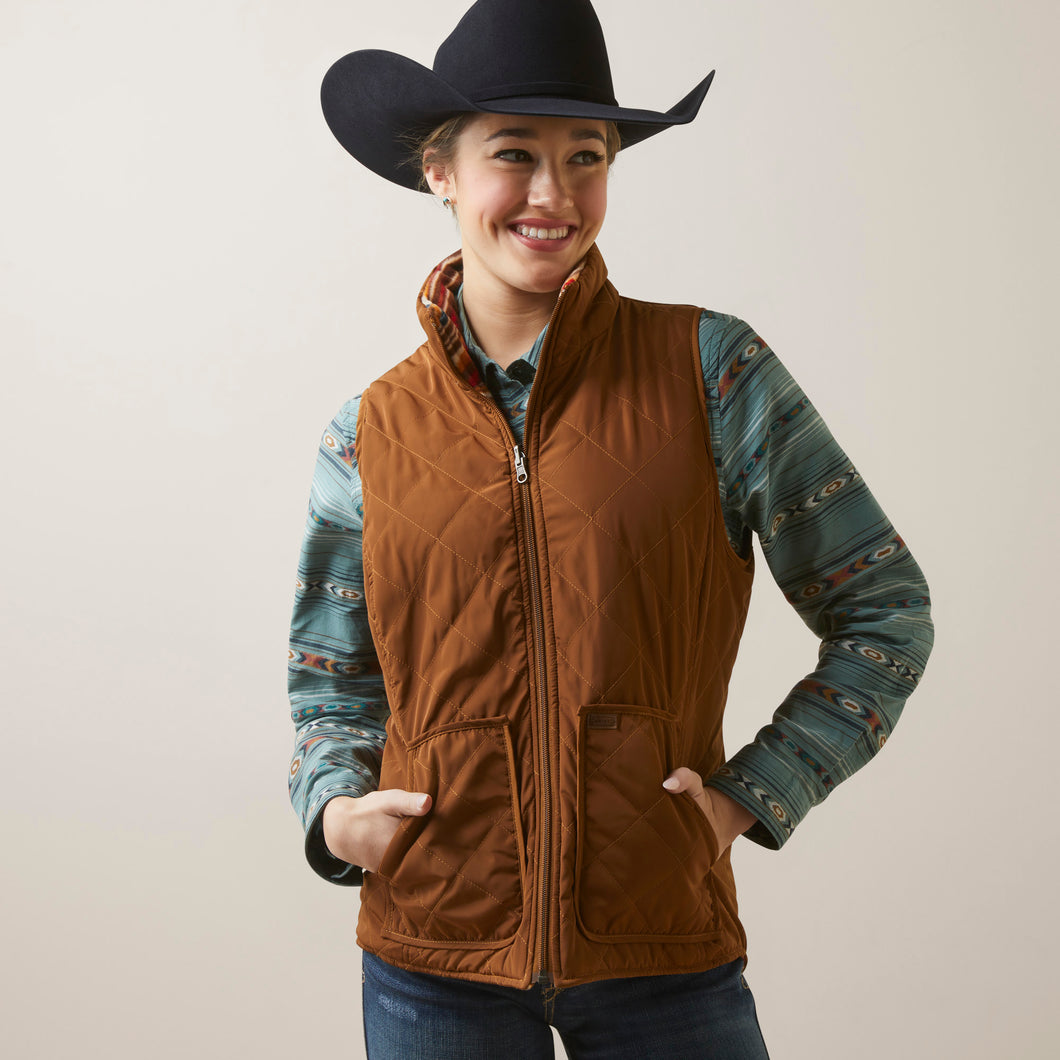 Ariat Women's Chestnut Quilted Polyfill Revesible Chimayo Vest