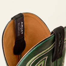 Ariat Men's Black Suede Bison Futurity Relentless Blunt Toe Cowboy Boots with Green Tops