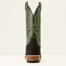 Ariat Men's Black Suede Bison Futurity Relentless Blunt Toe Cowboy Boots with Green Tops