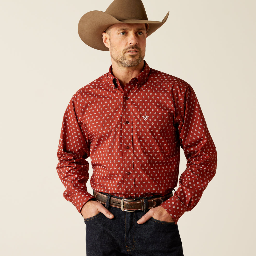 Ariat Pax Classic Fit Burgundy Diamond Print Button-Down Shirt for Men Pard's Western Shop Ariat Pax Classic Fit Burgundy Diamond Print Button-Down Shirt for Men Pard's Western Shop