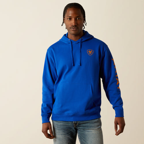 Pard's Western Shop Ariat Men's Blue with Orange Logo Hoodie