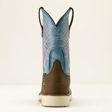 Ariat Women's Dark Brown Activator Waterproof Broad Square Toe Work Boots with Blue Tops