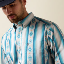Ariat Men's Powers Blue/Grey Vertical Serape Print Classic Fit Button-Down Shirt