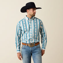 Pard's Western Shop Ariat Men's Powers Blue/Grey Vertical Serape Print Classic Fit Button-Down Shirt