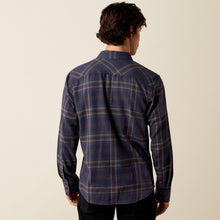 Ariat Men's Hass Ombre Blue Plaid Flannel Fitted Western Snap Shirt