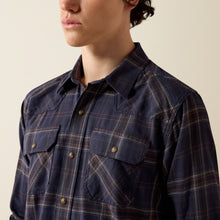 Ariat Men's Hass Ombre Blue Plaid Flannel Fitted Western Snap Shirt