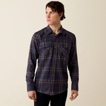 Pard's Western Shop Ariat Men's Hass Ombre Blue Plaid Flannel Fitted Western Snap Shirt