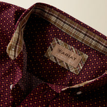 Ariat Men's Reliance Burgundy Print Wrinkle Free Classic Fit Button-Down Shirt