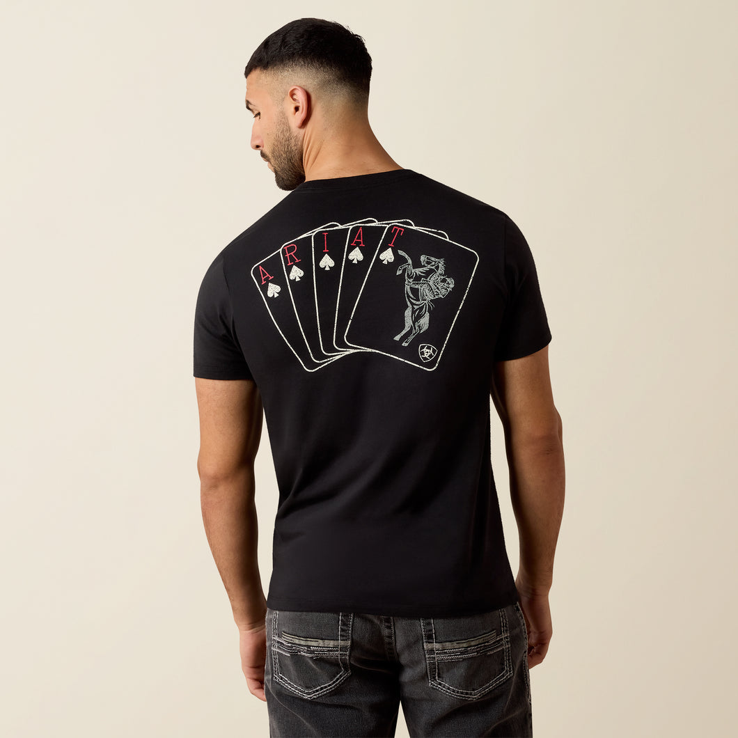 Pard's Western Shop  Ariat Men's Ranch Royalty Spades Playing Cards Graphics Black T-Shirt