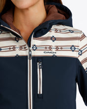 Cinch Women's Navy Bonded Hooded Jacket with Southwest Print Trim