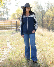 Cinch Women's Navy Bonded Hooded Jacket with Southwest Print Trim
