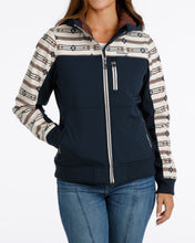 Pard's Western Shop Cinch Women's Navy Bonded Hooded Jacket with Southwest Print Trim