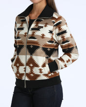 Cinch Women's Khaki/Brown/Black Southwest Print Polar Fleece Full Zip Jacket