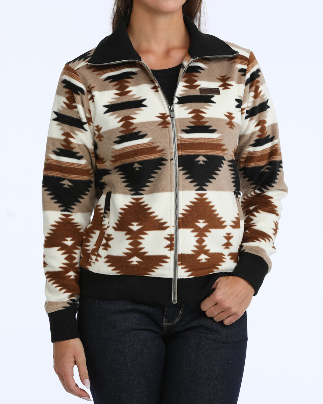 Pard's Western Shop Cinch Women's Khaki/Brown/Black Southwest Print Polar Fleece Full Zip Jacket