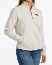 Cinch Women's Cream 1/4 Zip Textured Sweater Knit Pullover