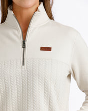Cinch Women's Cream 1/4 Zip Textured Sweater Knit Pullover