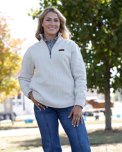 Cinch Women's Cream 1/4 Zip Textured Sweater Knit Pullover