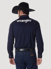Navy Wrangler Logo Button-Down Shirt for Men