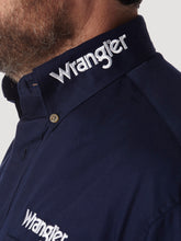 Navy Wrangler Logo Button-Down Shirt for Men