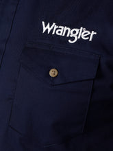 Navy Wrangler Logo Button-Down Shirt for Men
