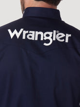 Navy Wrangler Logo Button-Down Shirt for Men