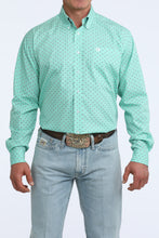 Pard's Western Shop Cinch Men's Turquoise Geometric Print Button-Down Shirt