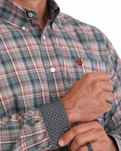 Cinch Burgundy/Blue Plaid Button-Down Shirt for Men