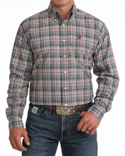 Pard's Western Shop Cinch Burgundy/Blue Plaid Button-Down Shirt for Men