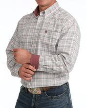 Cinch White/Gray/Burgundy Plaid Button-Down Shirt for Men
