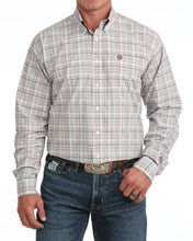 Pard's Western Shop Cinch White/Gray/Burgundy Plaid Button-Down Shirt for Men