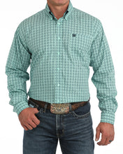 Pard's Western Shop Cinch Men's Turquoise Geometric Print Button-Down Shirt