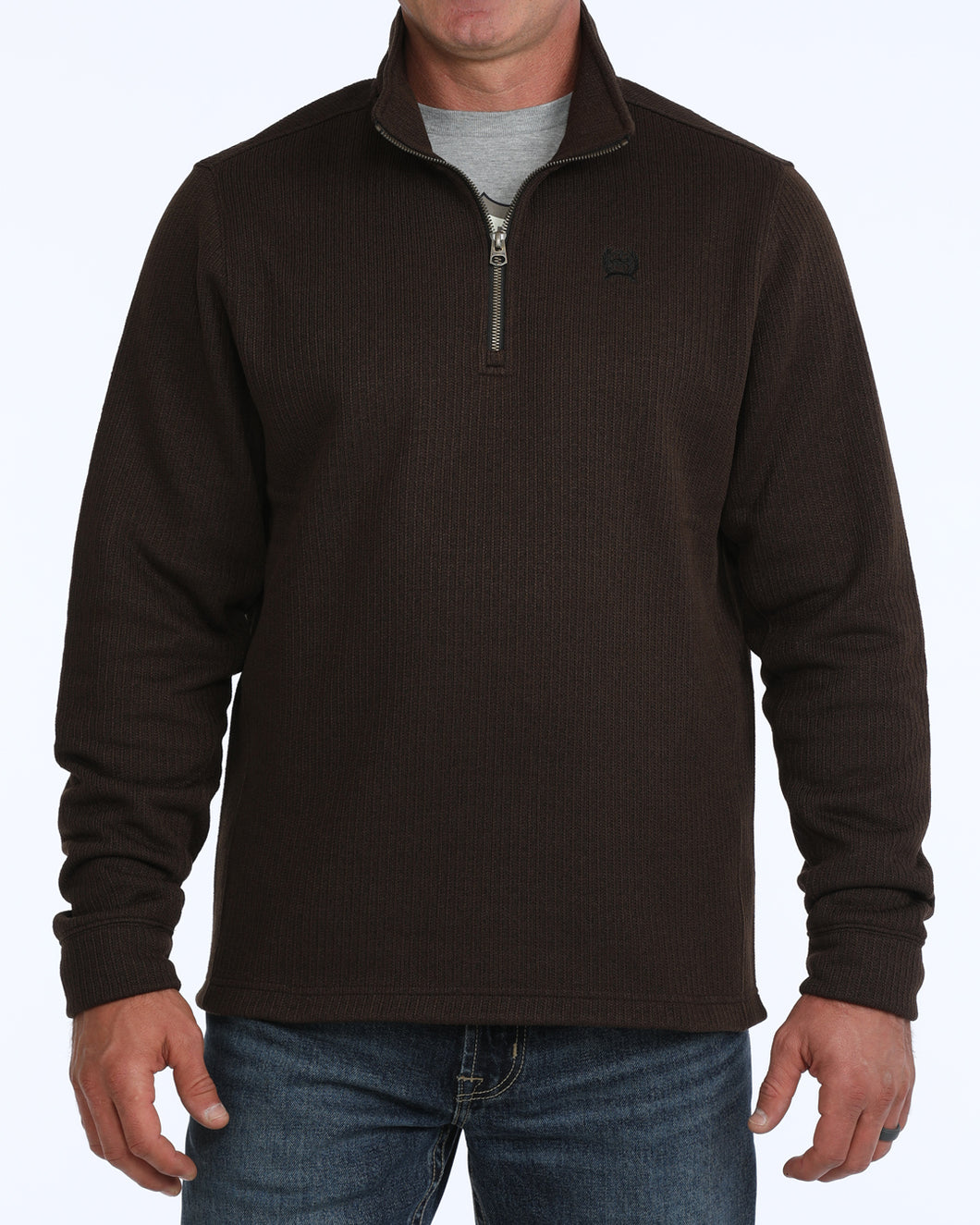 Pard's Western Shop Cinch Brown 1/4 Zip Fleece Sweater Pullover for Men